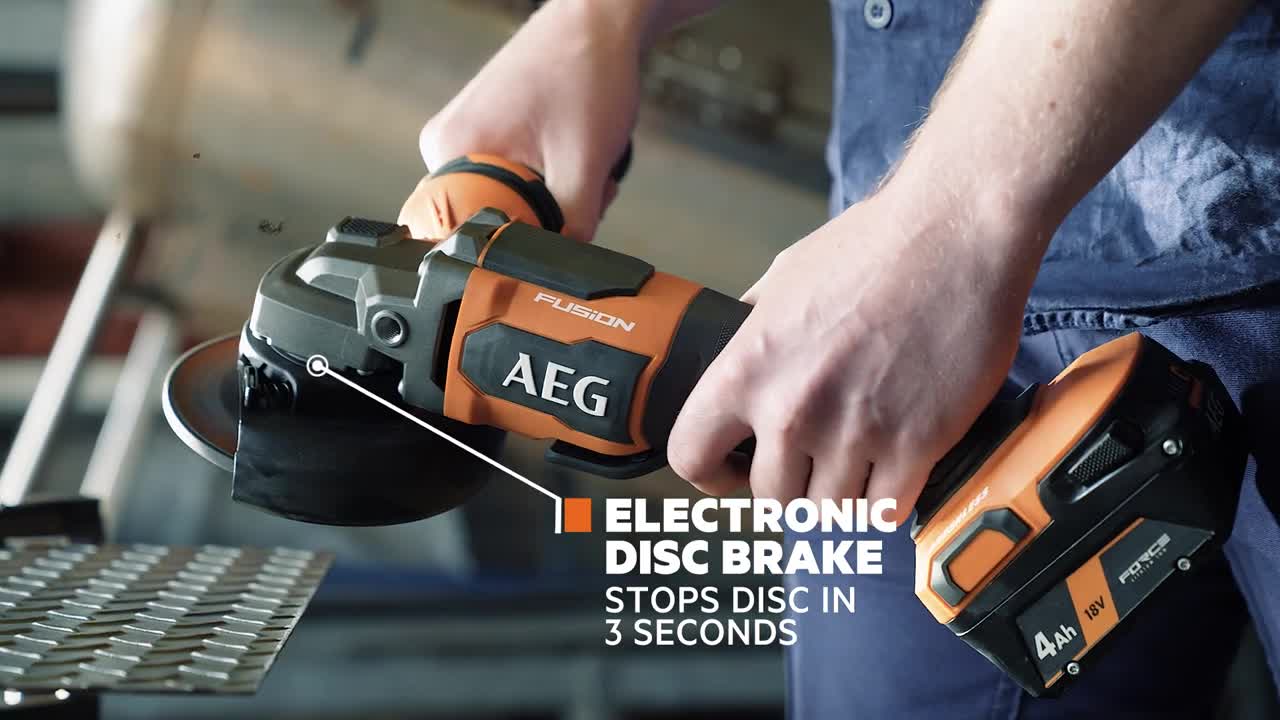 AEG 18V FUSION 125mm Paddle Switch Angle Grinder