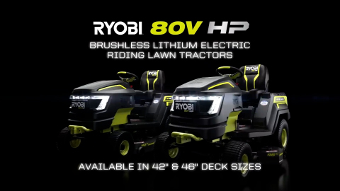 RYOBI 80V HP Brushless Battery Cordless Electric Riding Lawn Tractor